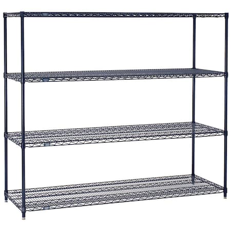 Nexel on Wire Shelving, Blue Epoxy, 72W X 14D X 63H 14726N
